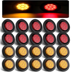 Konrali 2-inch amber LED marker with reflectors for trailer visibility.