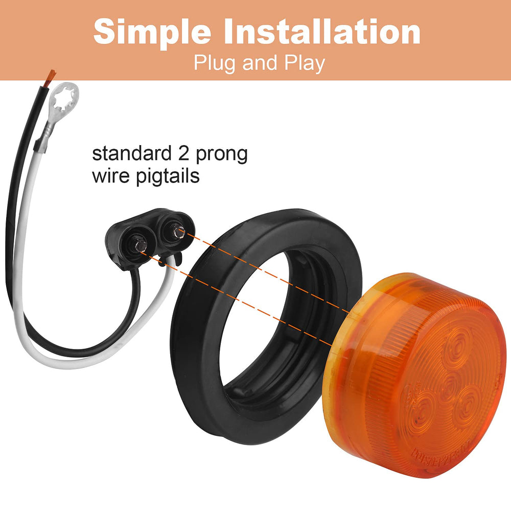 Konrali waterproof 2inch round LED marker light with gasket and pigtails