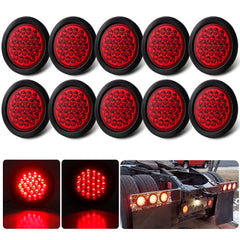 Konrali 4-inch round red LED trailer light lens for high visibility on the road.