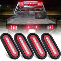 Konrali 4-piece 6-inch oval LED trailer lights with red stop/turn and white backup illumination.