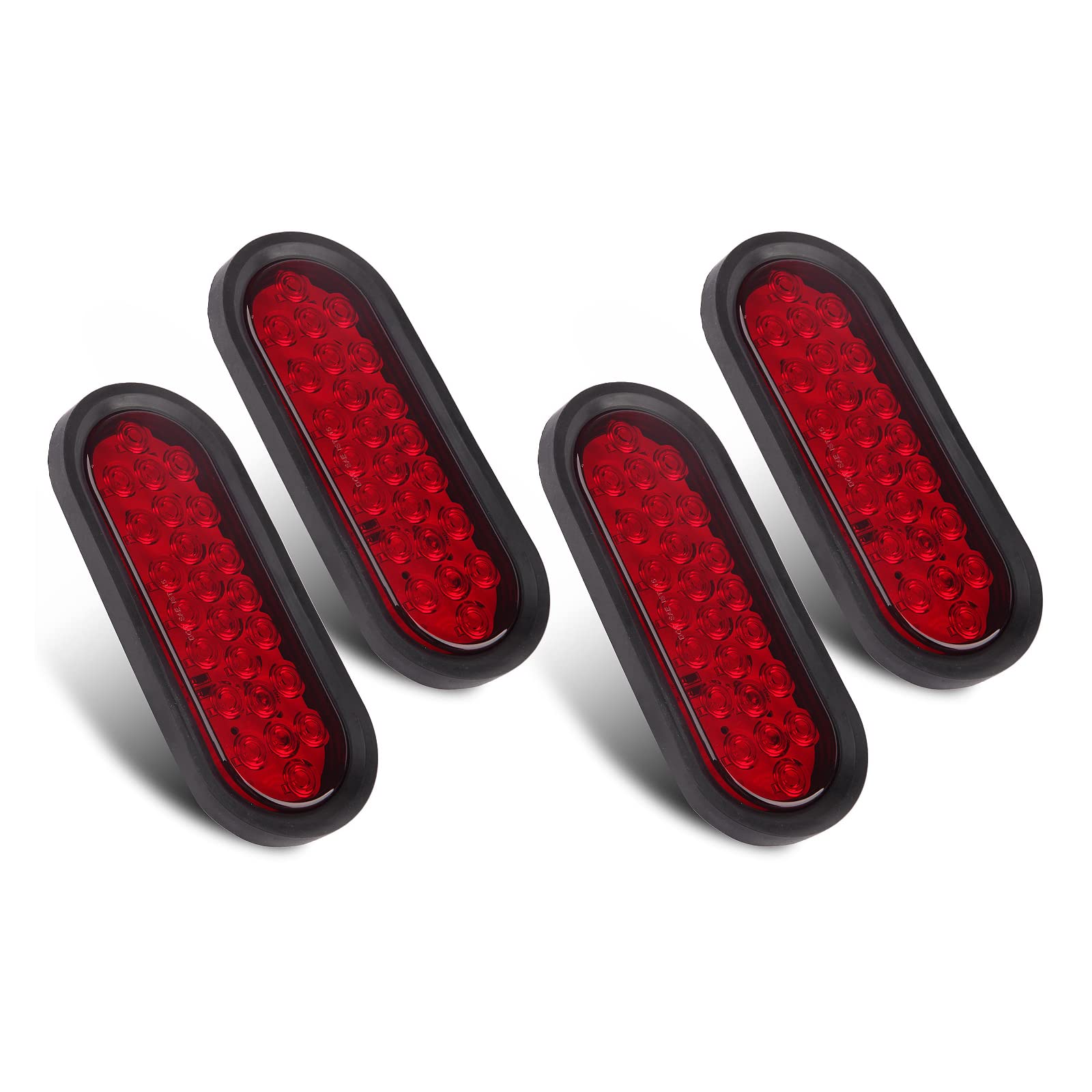 Konrali 6-inch oval LED tail light front view with bright red lens for high visibility