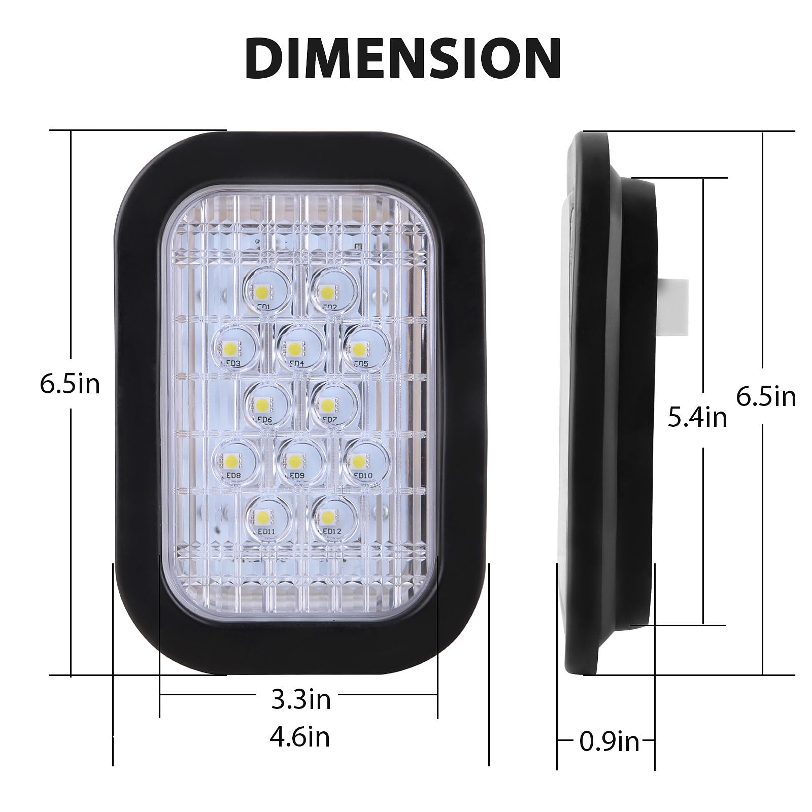 Konrali 6Pcs 5x3 LED tail lights red with low power draw and fast illumination.