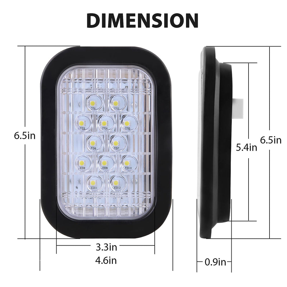 Konrali 6Pcs 5x3 LED tail lights red with low power draw and fast illumination.