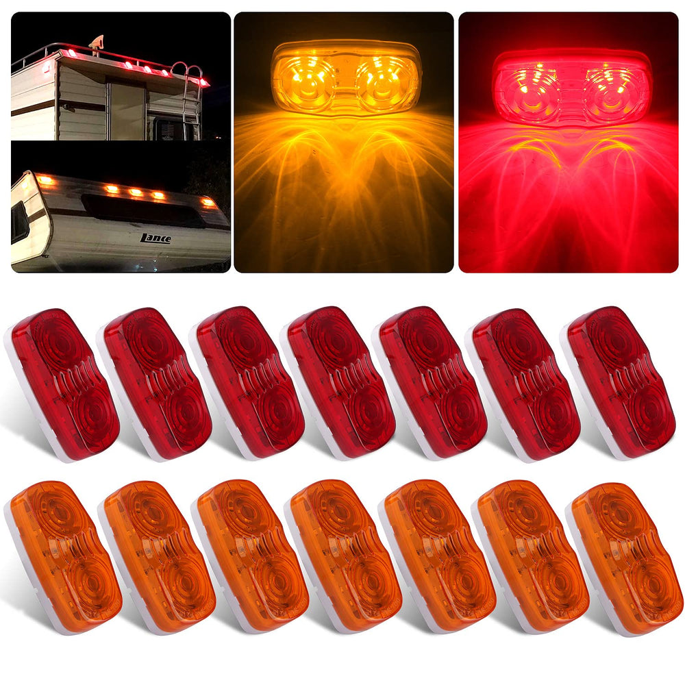 Konrali amber double bullseye marker light with bright LEDs for clear daytime visibility.