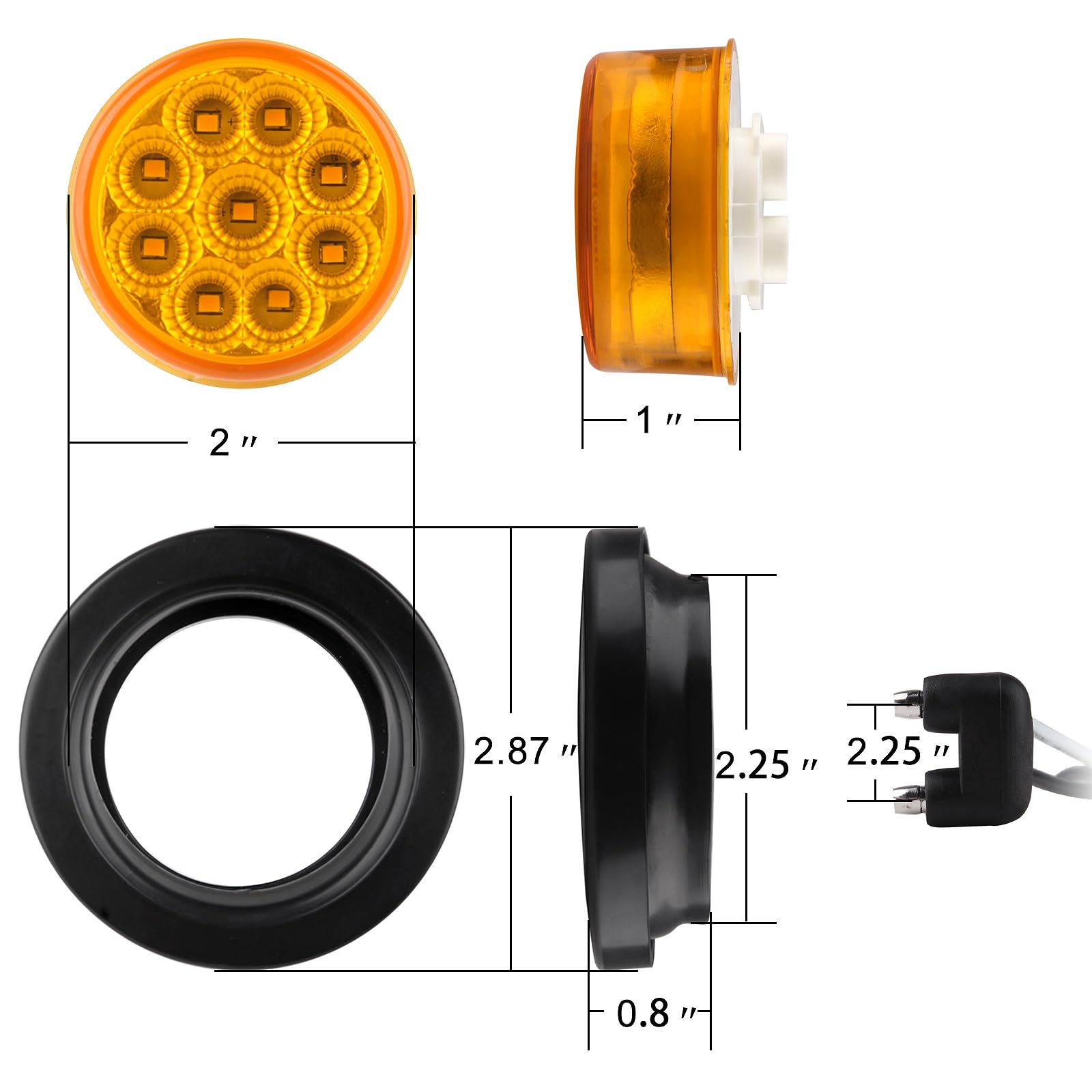 Konrali IP67 waterproof trailer marker lights endure outdoors.