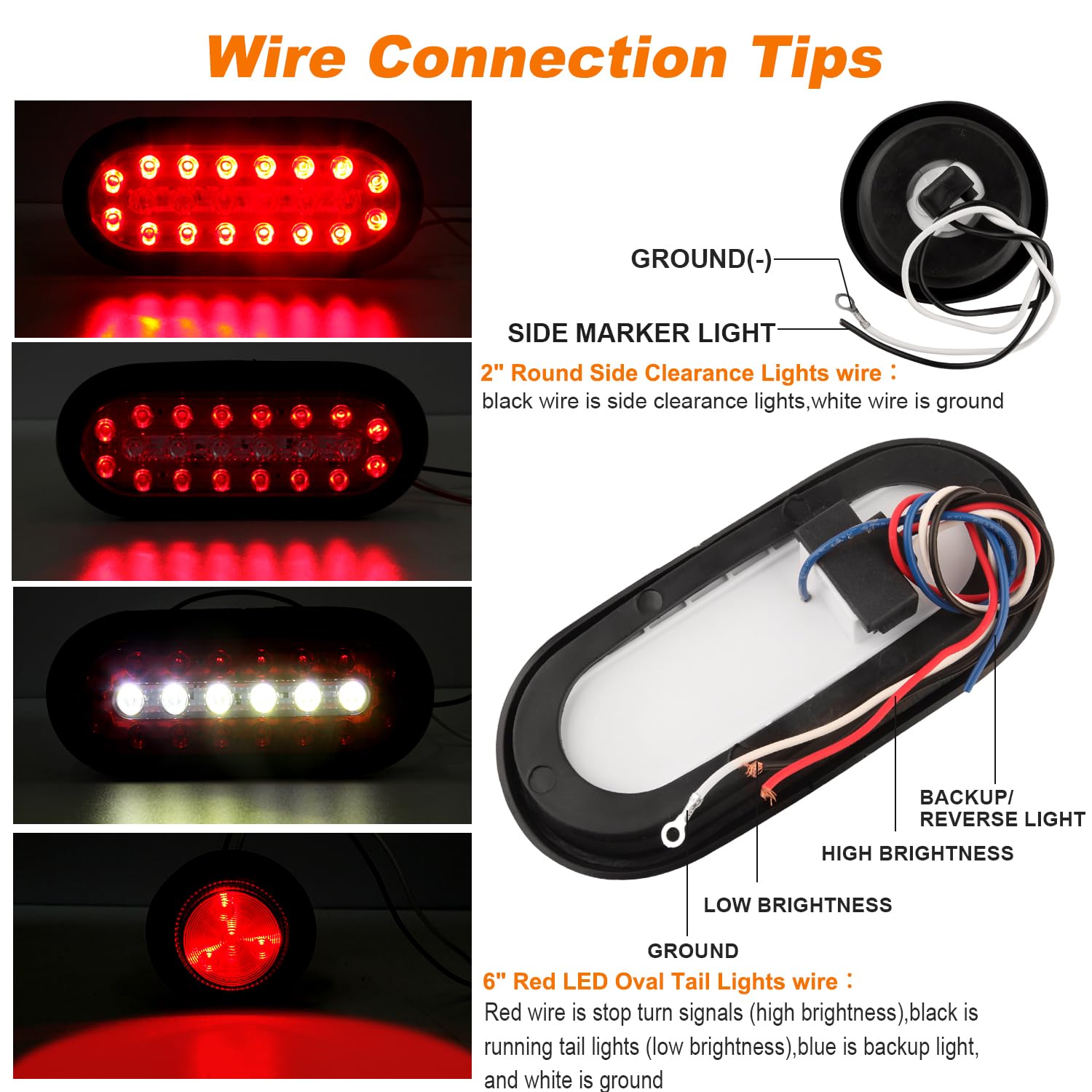 Konrali 6.4-inch oval LED tail light provides stop, tail, turn, and backup.