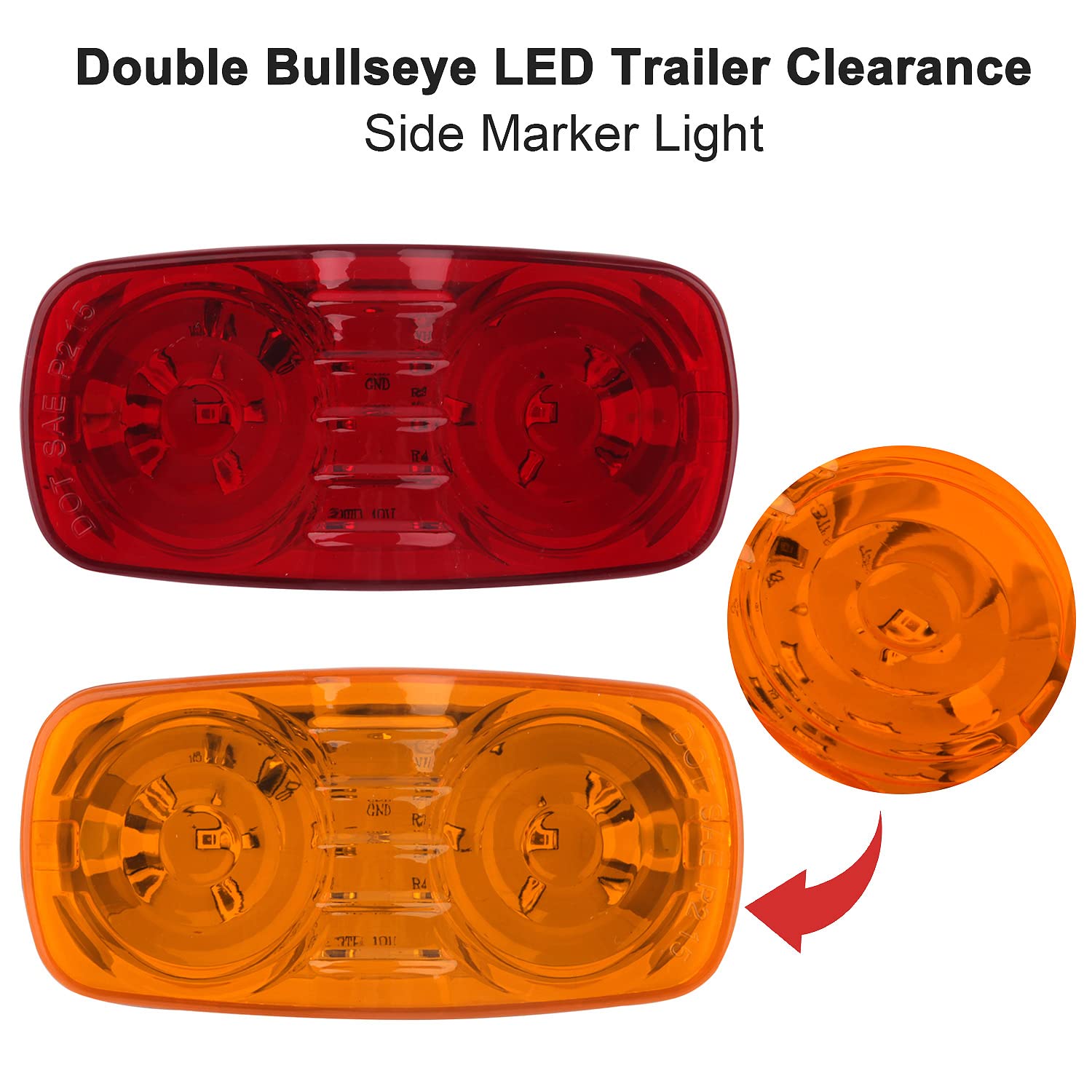 Konrali red double bullseye marker light enhances rear visibility on trailers and RVs.