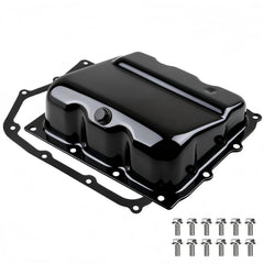 KOONDHEEND 265-833 transmission oil pan front view with gasket for precise sealing.