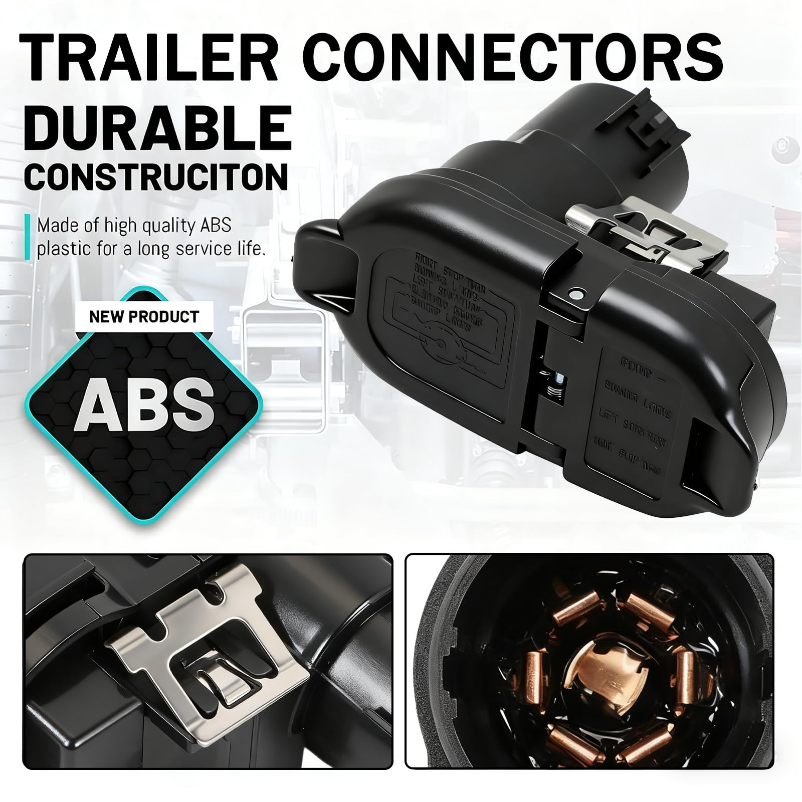 KOONDHEEND 7-way blade trailer plug provides versatile power for lights and brakes.