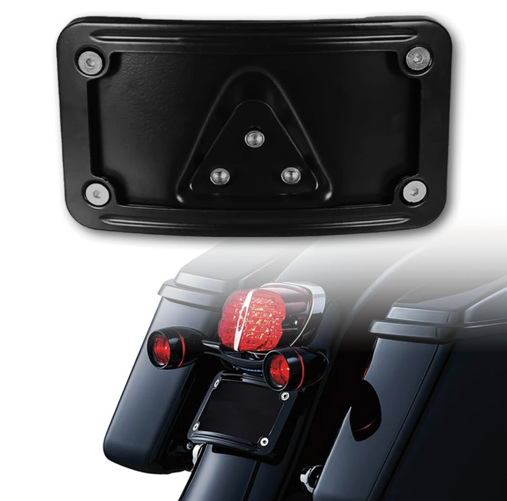 KOONDHEEND curved laydown license plate mount for Harley; secure and quick installation.