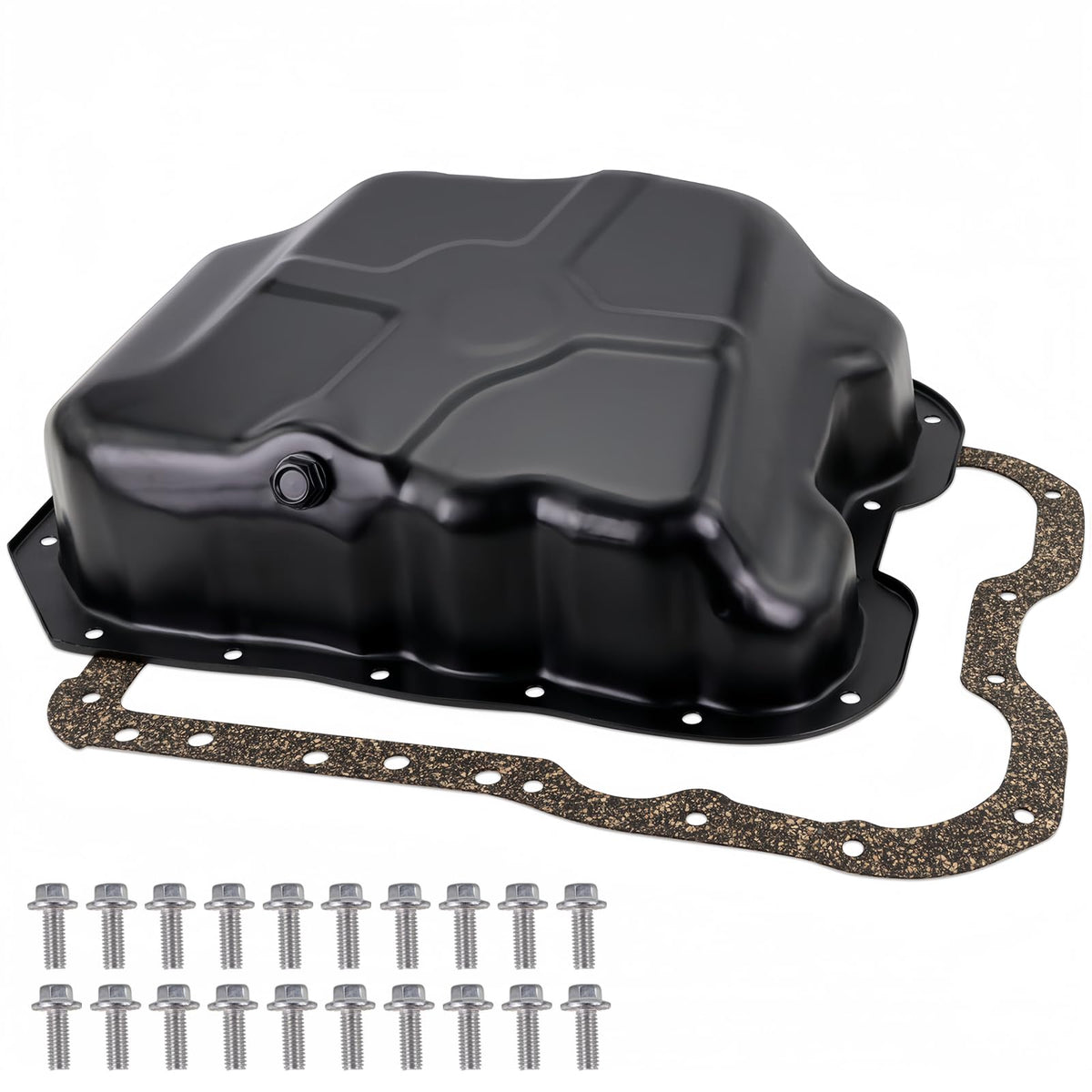 KOONDHEEND engine oil pan with drain plug and gasket for 2.0L-2.4L engines.