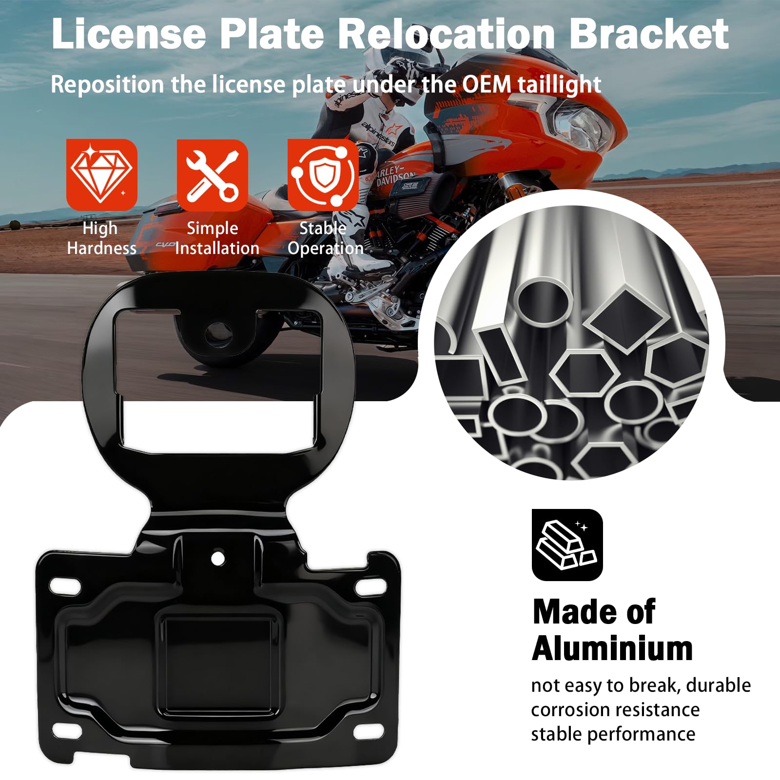 KOONDHEEND relocation bracket for Road Glide, below brake light for sharper rear visibility