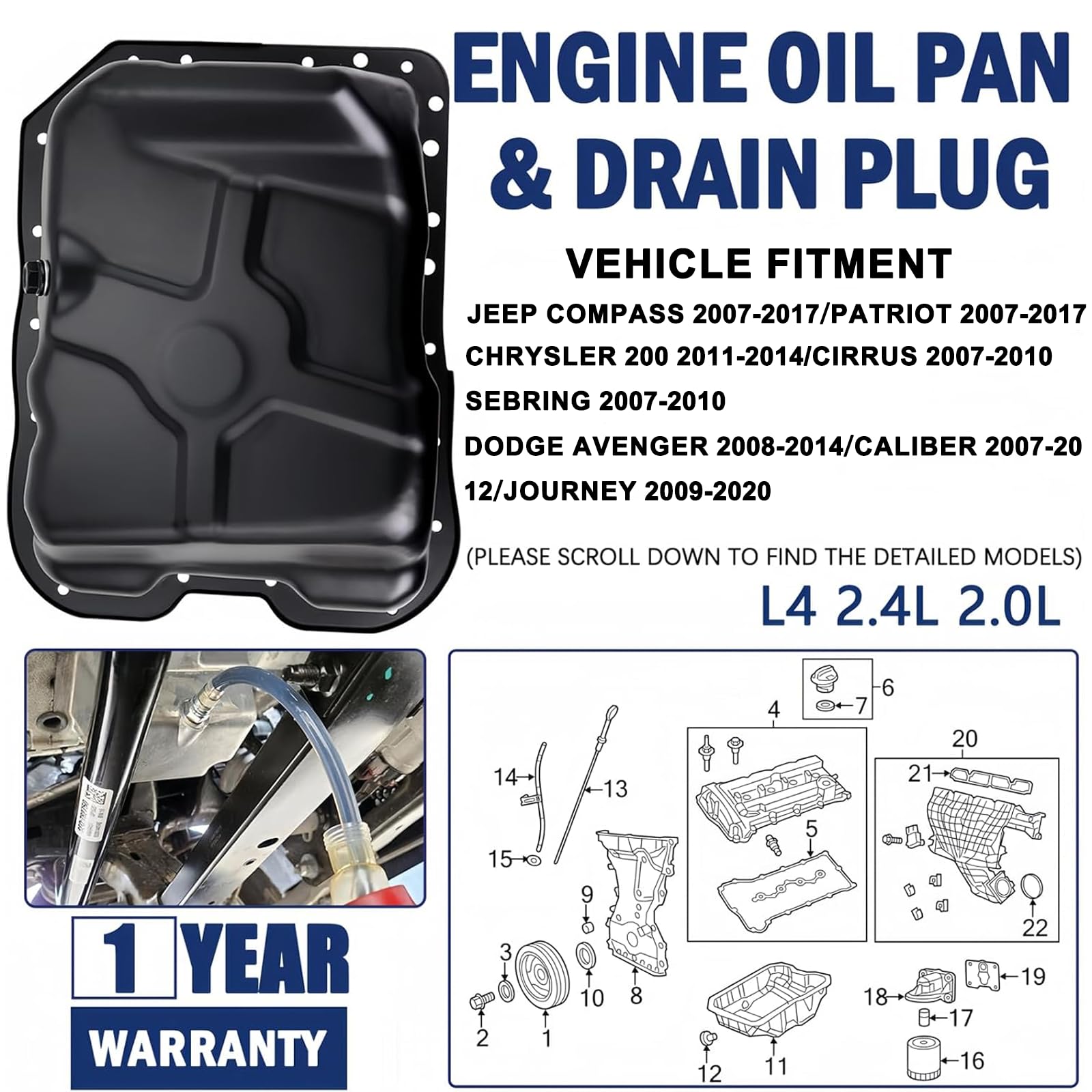KOONDHEEND durable engine oil pan material resists corrosion for longevity.