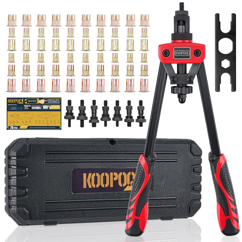 KOOPOOL 14in rivet nut tool kit with rugged case for organized projects.