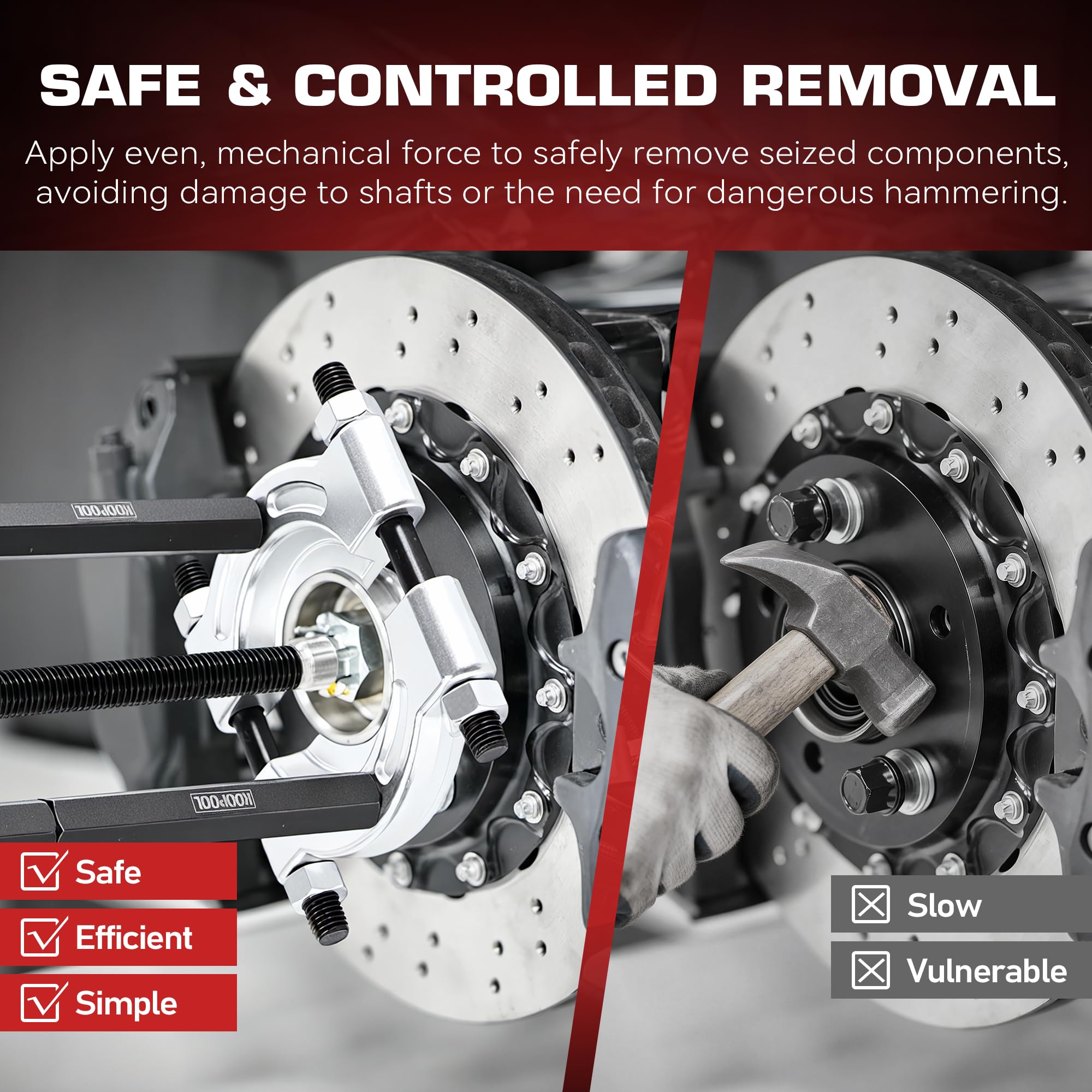 KOOPOOL heavy-duty forcing screw for steady bearing removal.