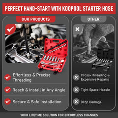 KOOPOOL 6-inch extension bar extends reach for tight angles.