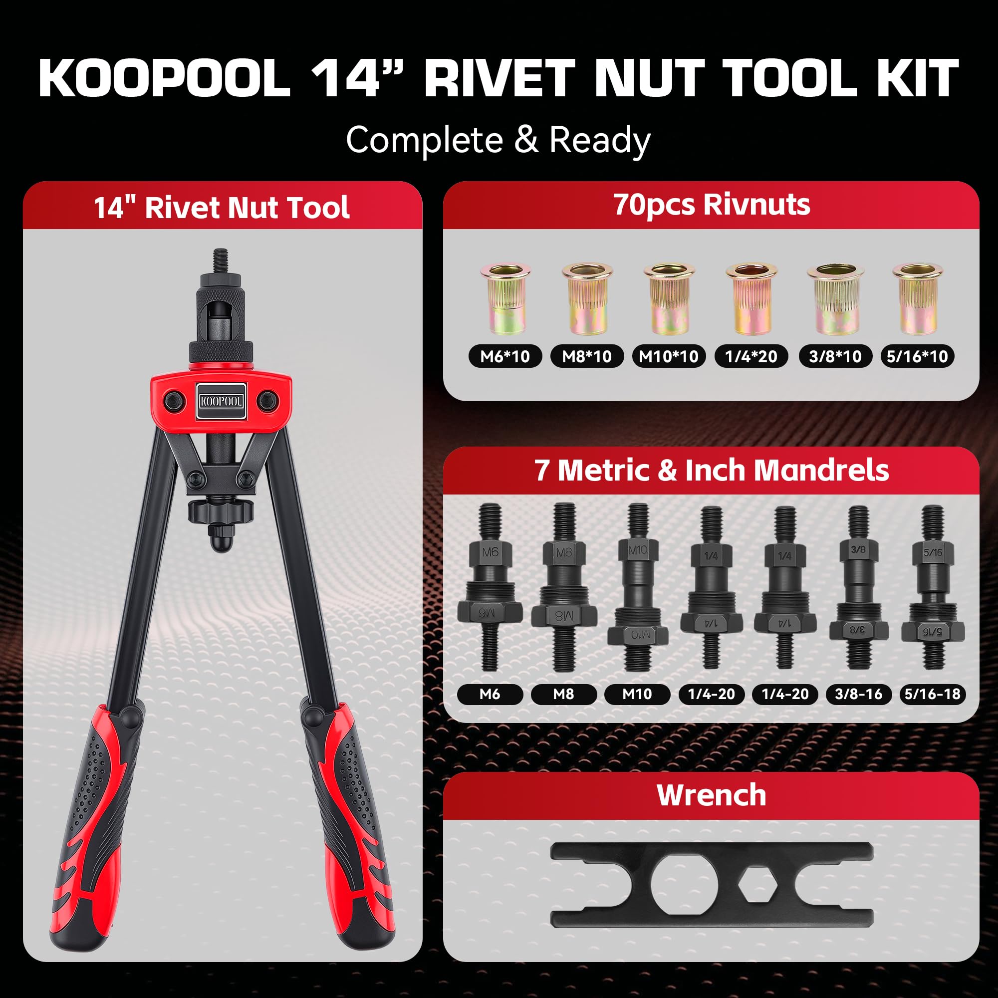 KOOPOOL quick-change mandrels enable fast swaps during installations.