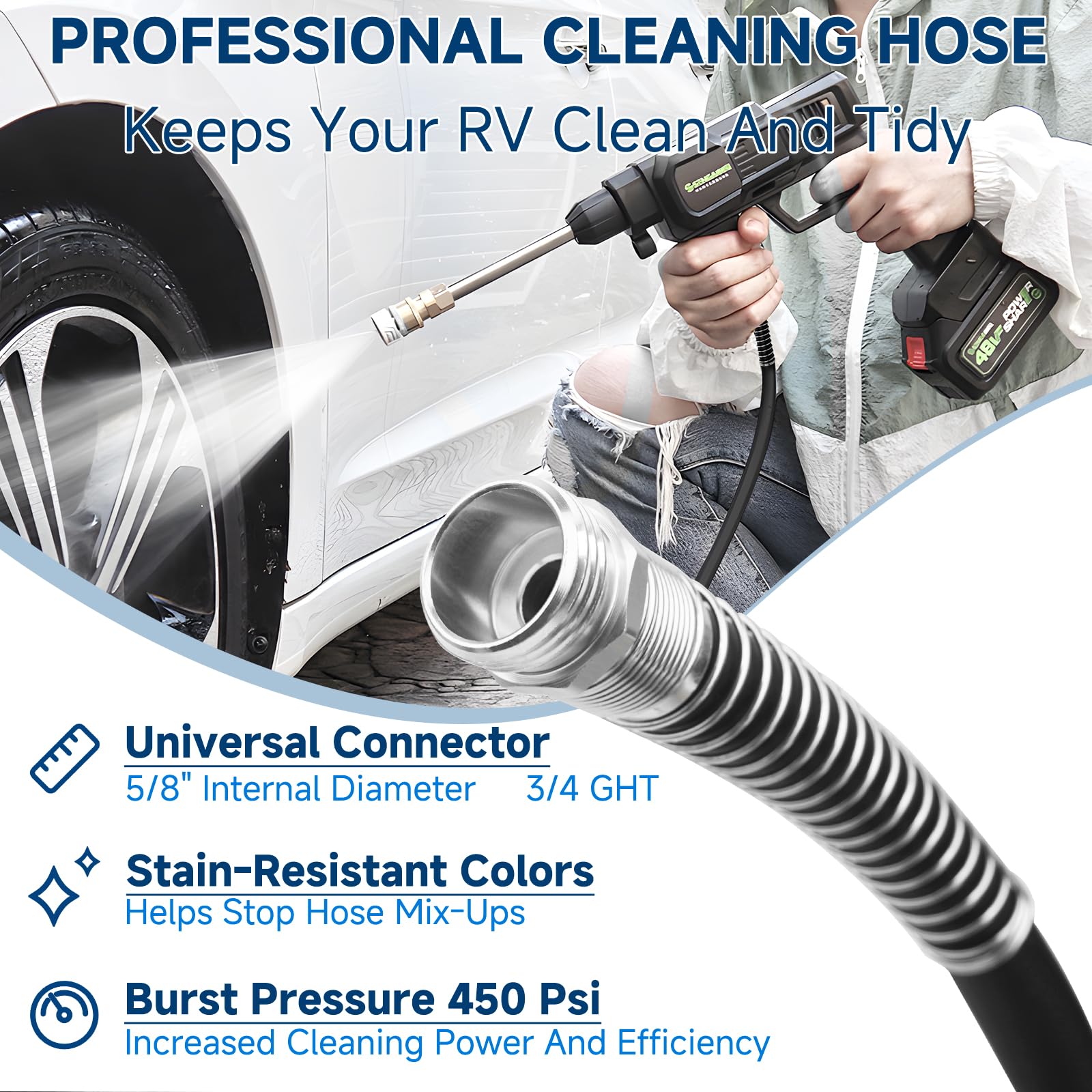 Kooprimit Camper black color helps prevent mix-ups with drinking water hoses.