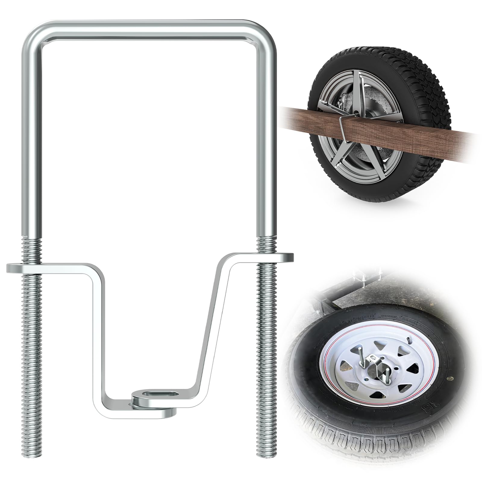 KOPKIO U-bolt spare tire carrier on trailer, ready for secure mounting.
