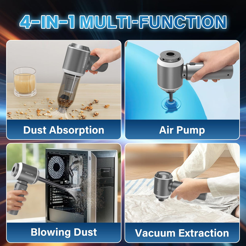 Koucen 4-in-1 car vacuum blowing function clears tight spots.