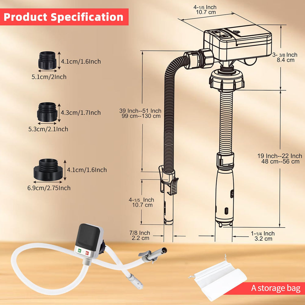 koulate battery-powered transfer pump with nozzle enables simple fueling.