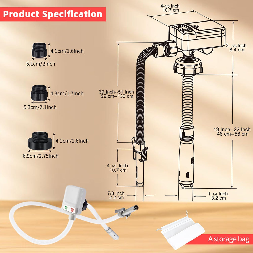 Koulate pump showing auto shut-off feature for spill prevention.