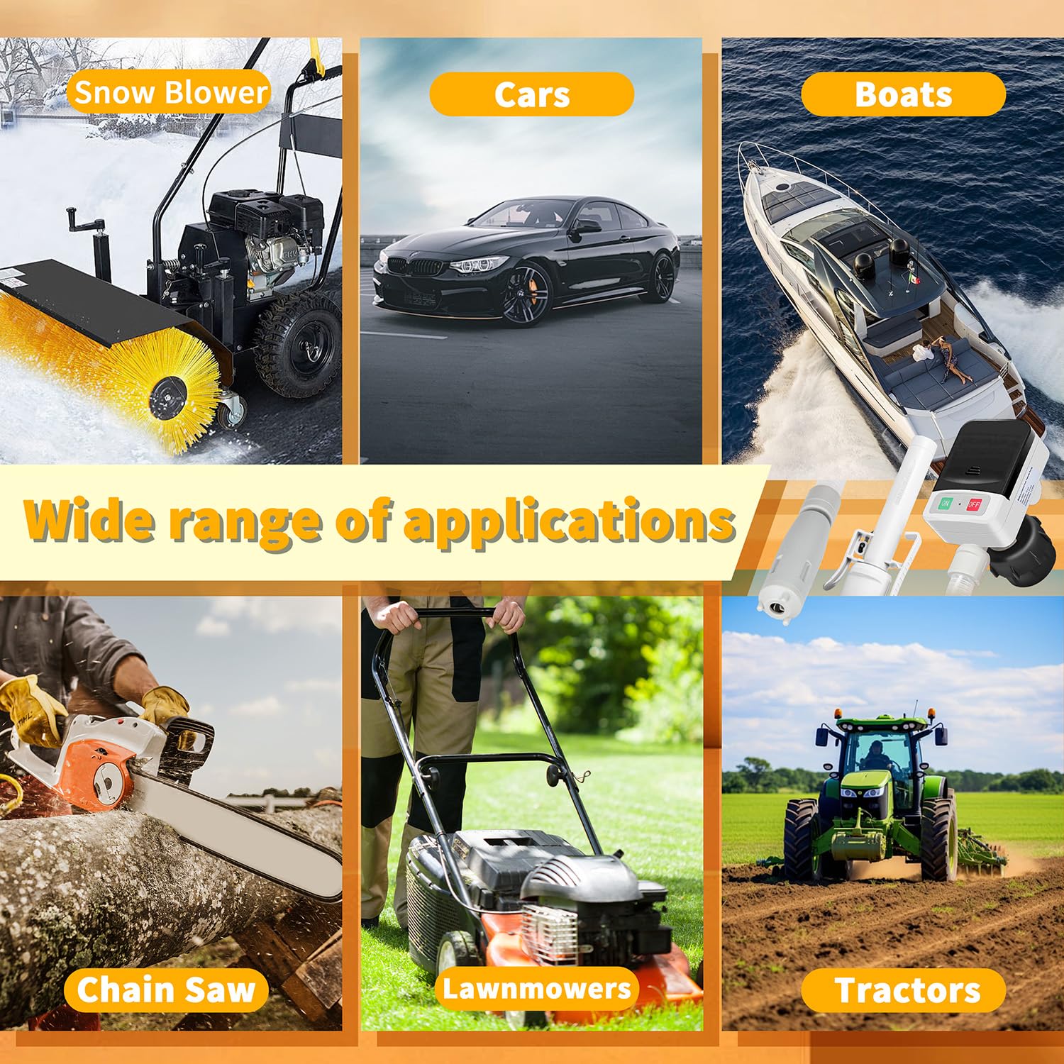 koulate compatible with cars, tractors, boats, and outdoor equipment.