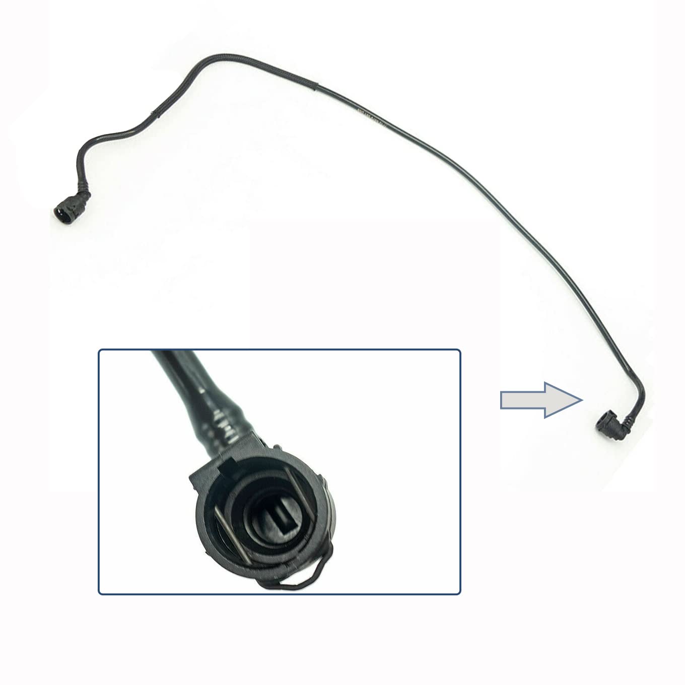 Hose secured to BMW cooling system during maintenance