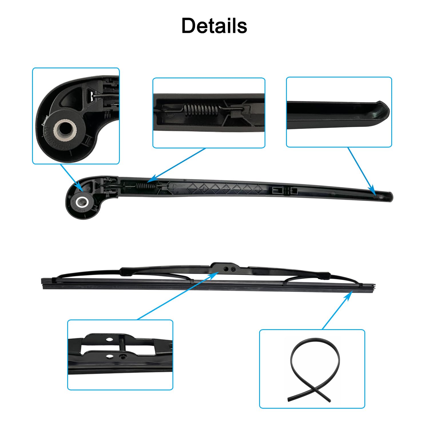Koxuyim right-front wiper arm enhances visibility in wet conditions for Audi Q7.