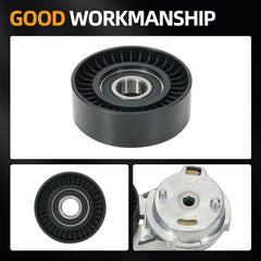 Kozlira idler pulley 38018 close-up showing smooth belt contact and mounting.