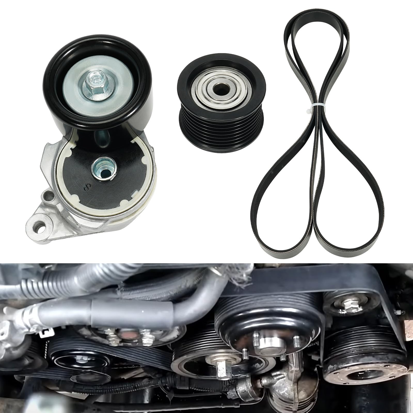 Kozlira serpentine belt tensioner kit assembly for reliable engine accessory drive.
