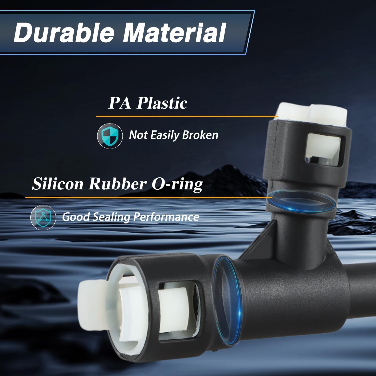 KPALAG black connector non-right-angle close-up emphasizes supply line connection.