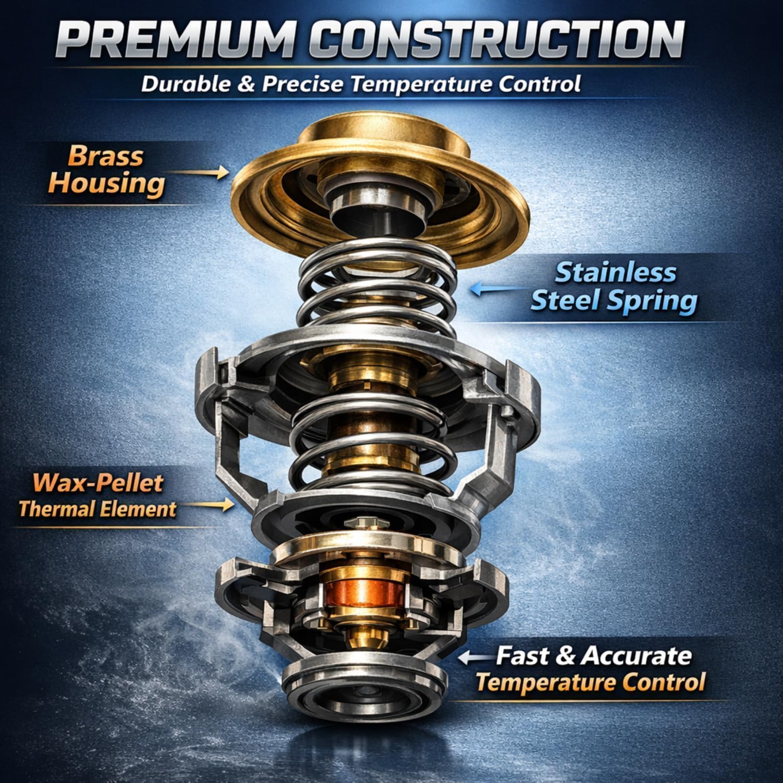 Close up of KPALAG thermostat piston and spring assembly