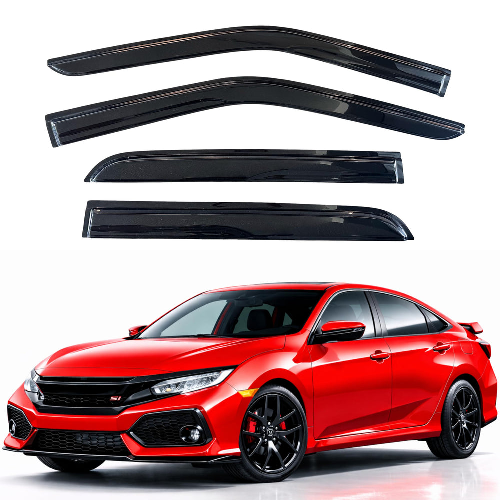 KPY rain guards installed on Honda Civic sedan improve airflow while protecting from rain.