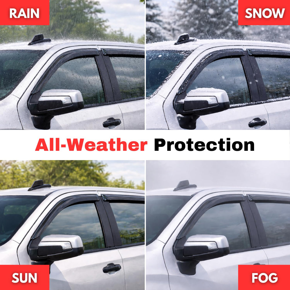 KPY rain guards packaging view showing a complete 4-piece kit.