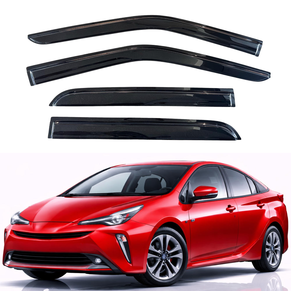 KPY rain guards on Prius front-left window, keeps rain out while fresh air flows.