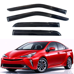 KPY rain guards on Prius front-left window, keeps rain out while fresh air flows.
