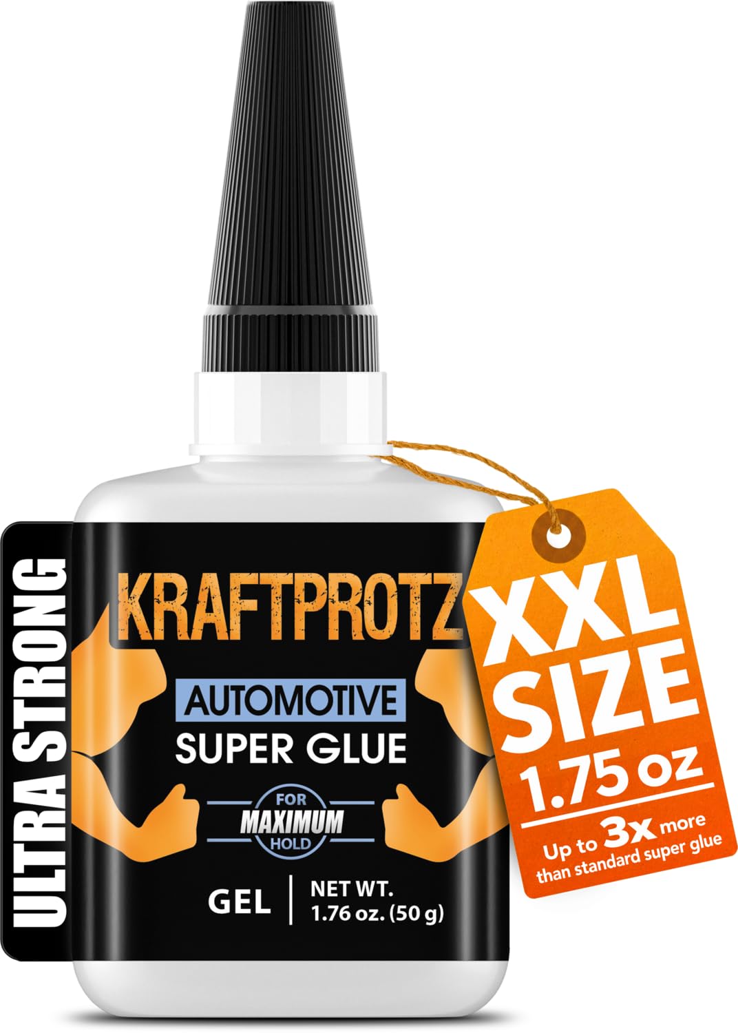 KRAFTPROTZ automotive super glue gel XXL bottle close-up for repeat repairs