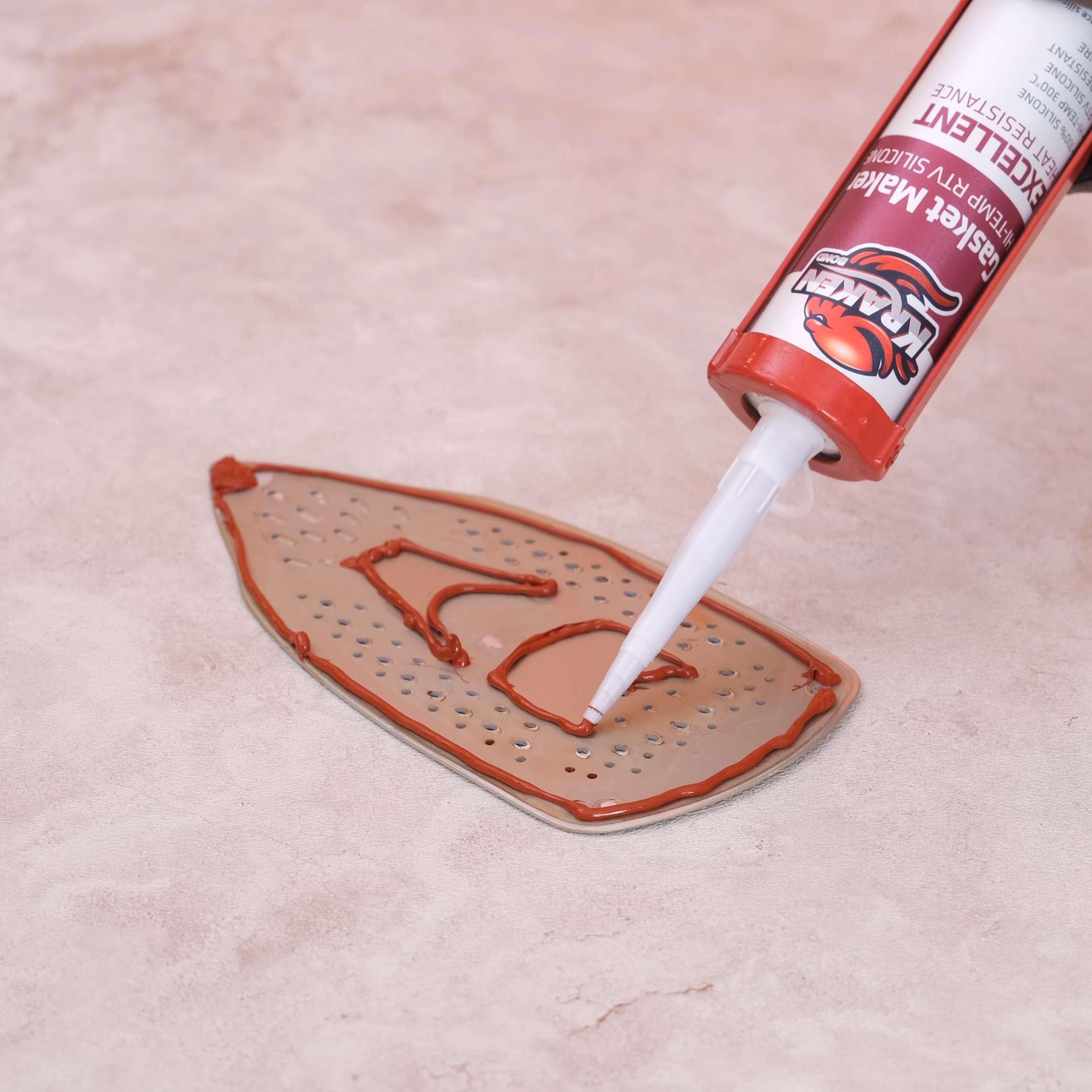 Kraken Bond Red RTV cured gasket forming long-lasting seal