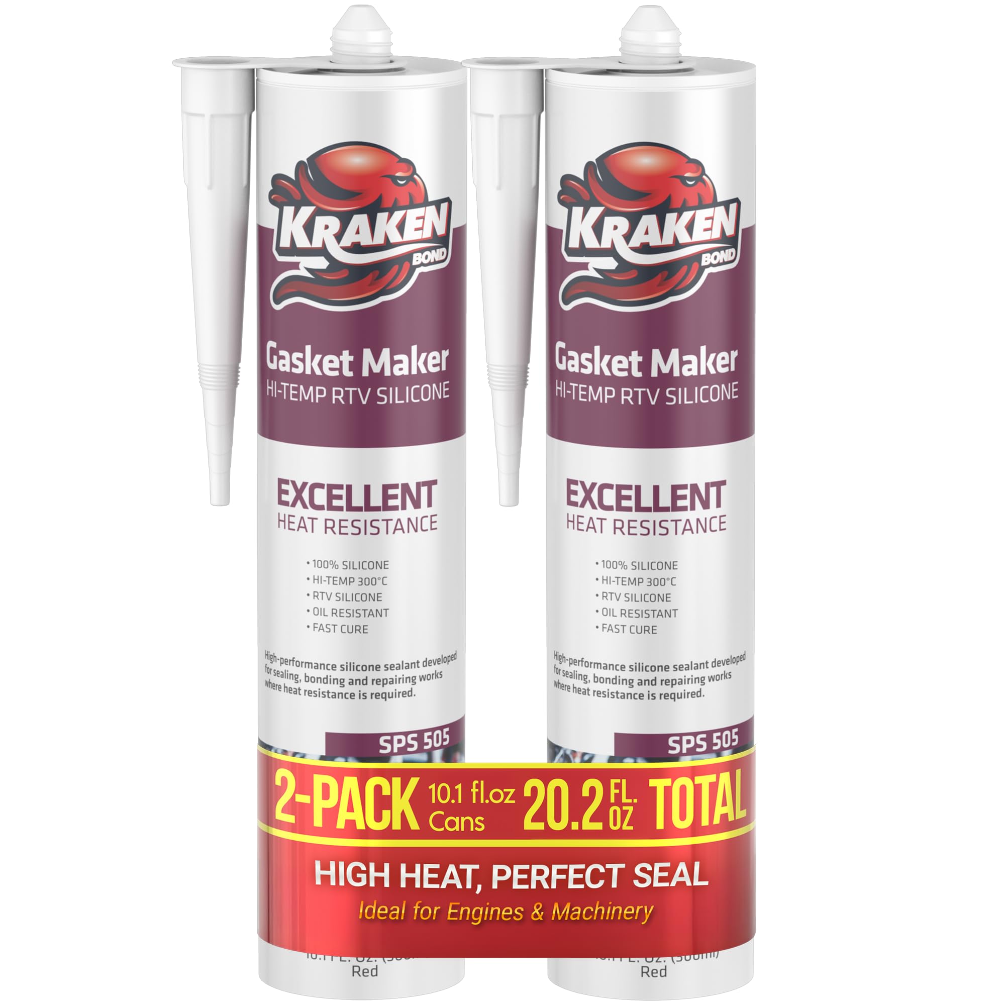 Kraken Bond Red RTV sealant tube closeup for reliable automotive gasket sealing