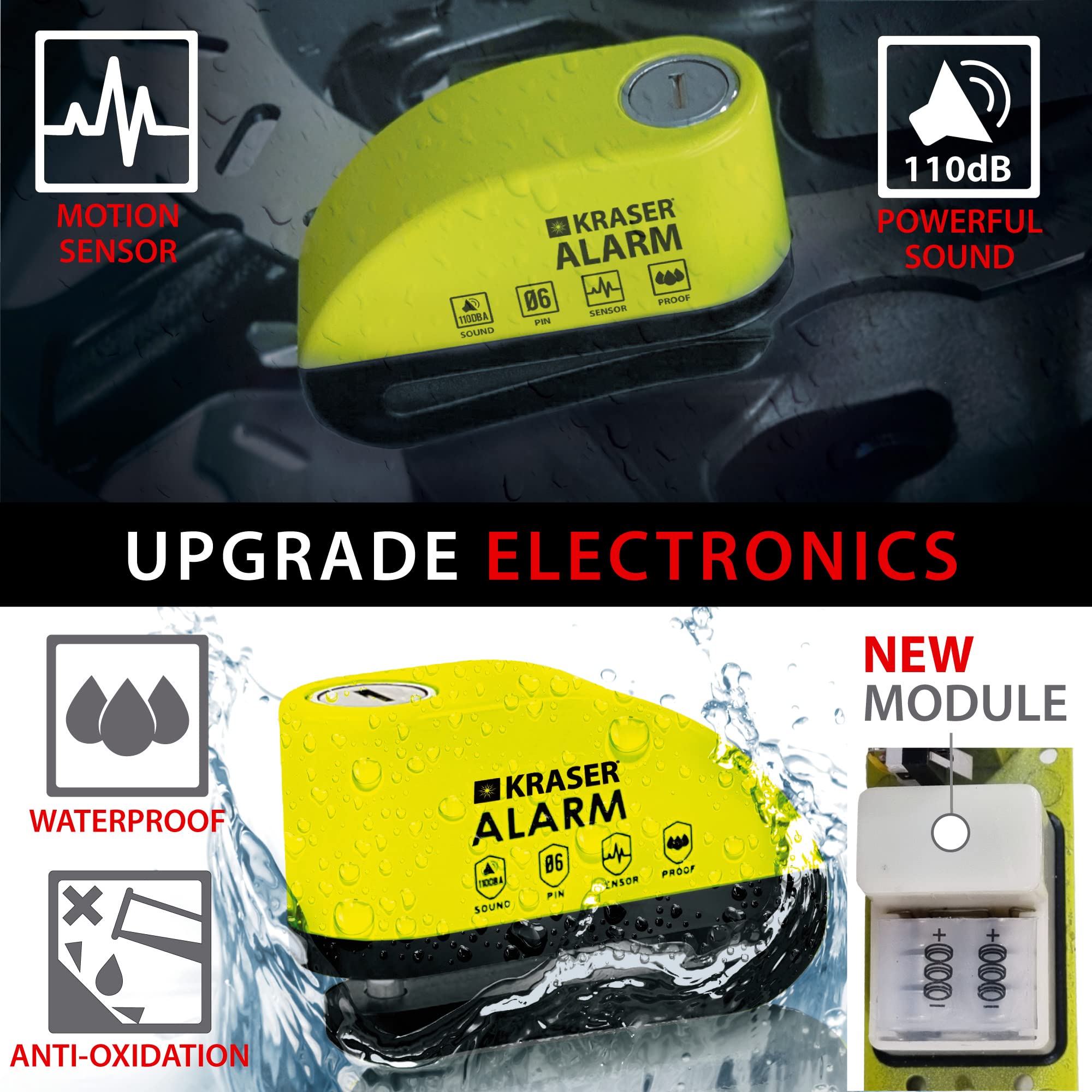 KRASER WA6Y 110dB alarm active with clear alert signals