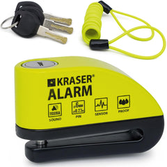 KRASER WA6Y alarm disc lock front view showing robust 6 mm shackle for motorcycles