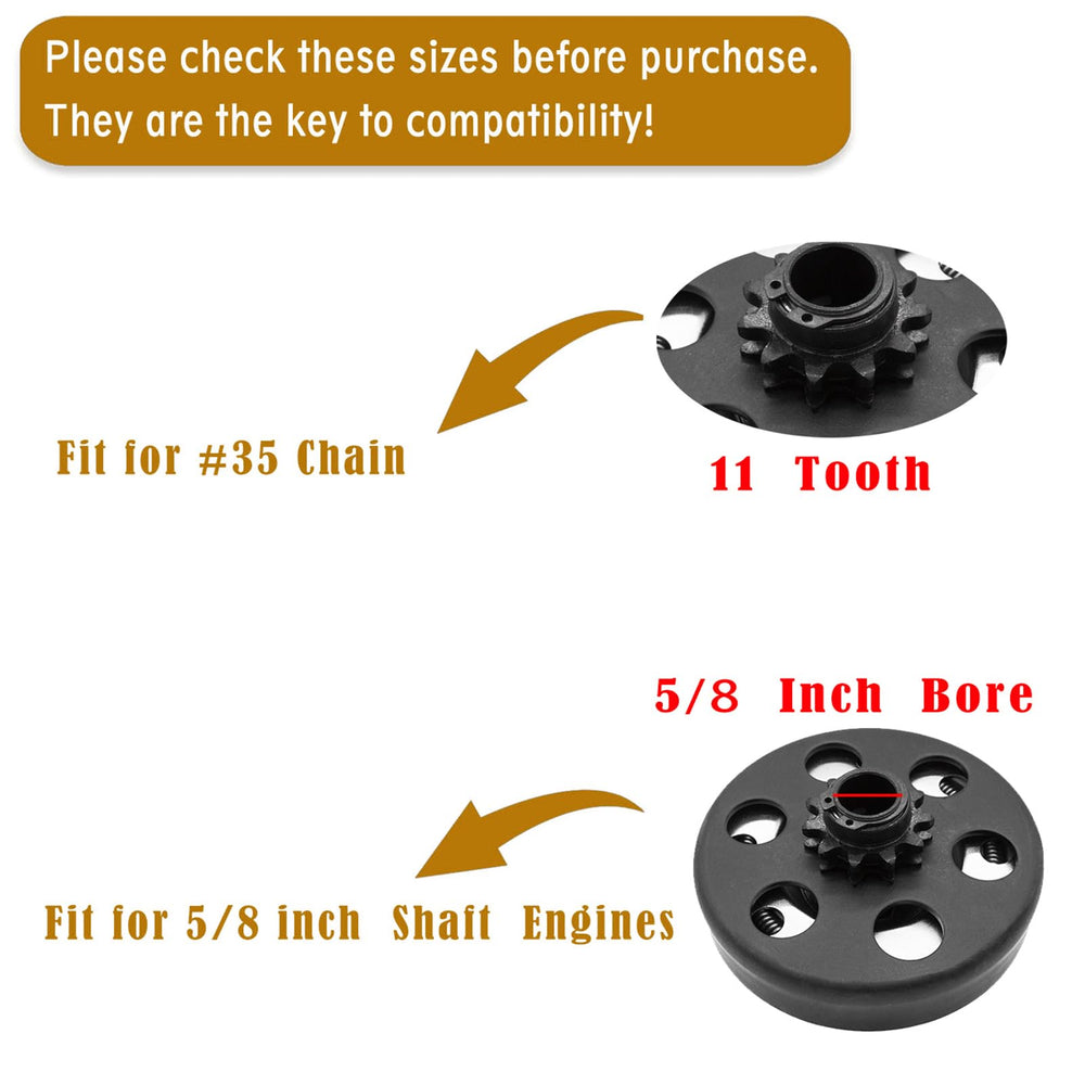 Clutch mounted on a mini bike setup demonstrates compatibility.