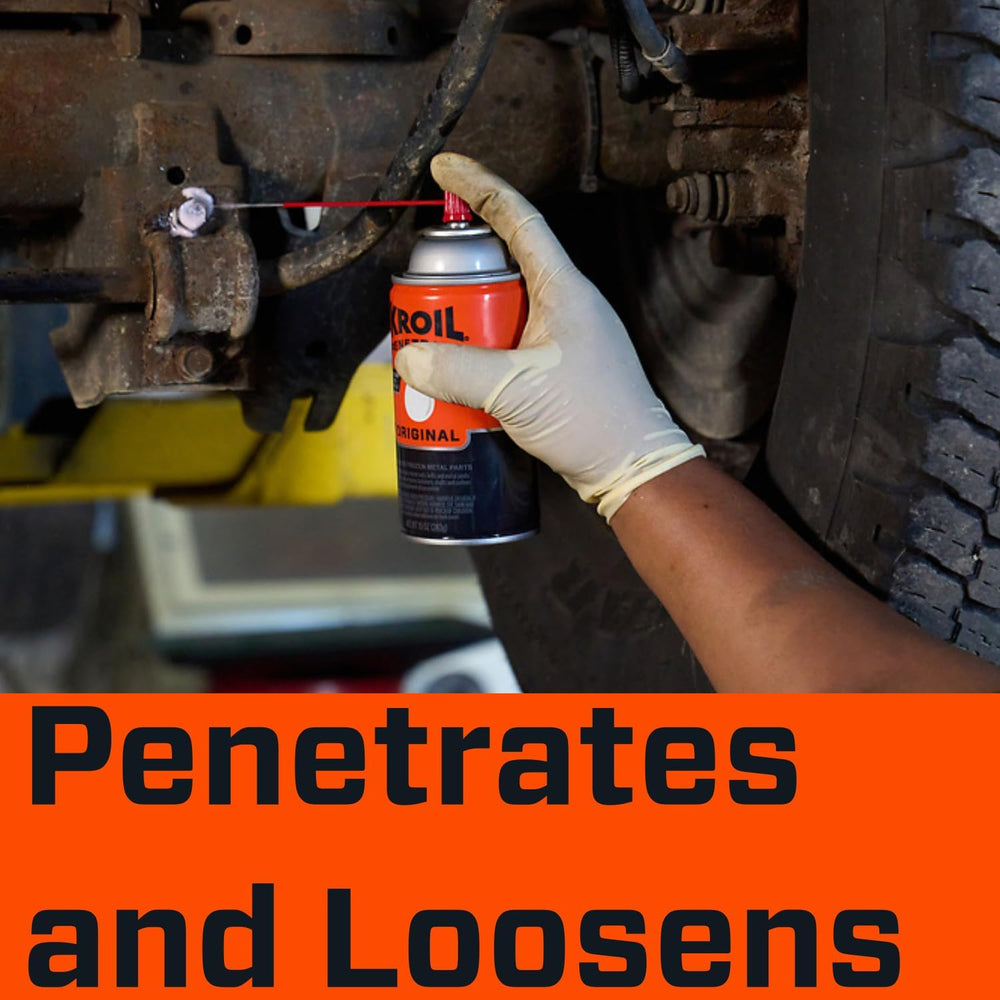 KROIL Aerokroil penetrant soaking chains and hinges for smoother operation