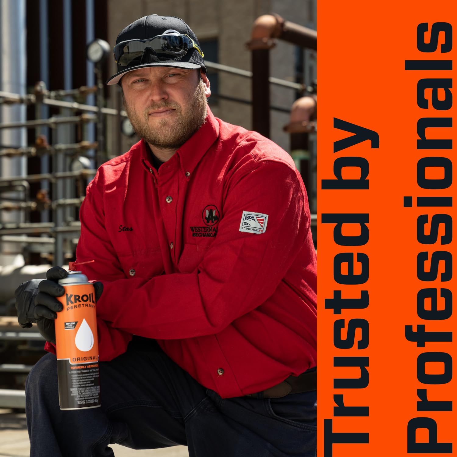 KROIL Original Penetrant lubricating rusted hinges for smoother operation