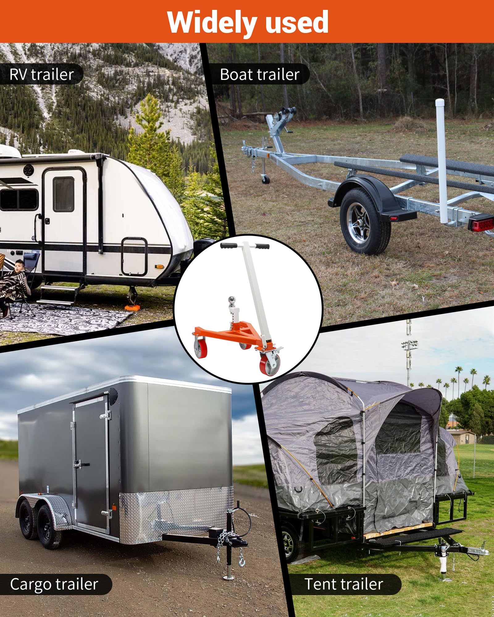 Krysolad trailer dolly assembles in minutes with extended handle.