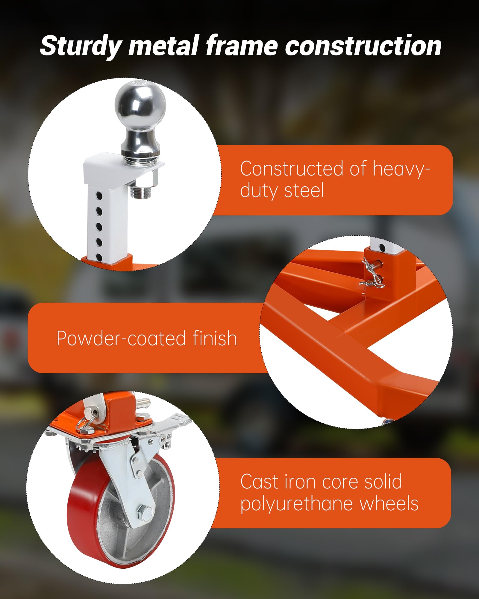Krysolad trailer dolly powder-coated steel frame resists weather and wear.