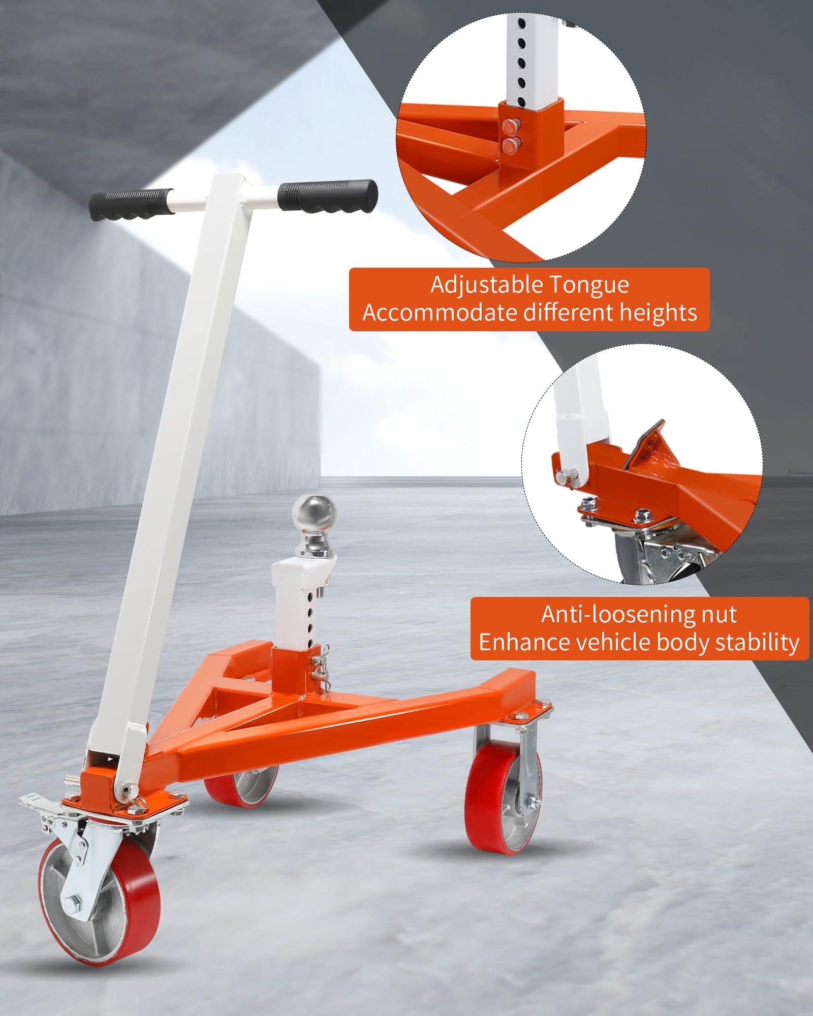 Krysolad trailer dolly cast iron core polyurethane wheels roll smoothly.