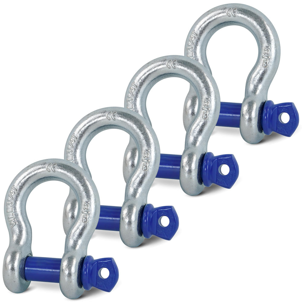 Krytonel four-pack D-ring shackles with 5/8 inch diameter for secure off-road recovery use