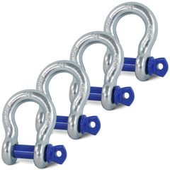 Krytonel four-pack D-ring shackles with 5/8 inch diameter for secure off-road recovery use